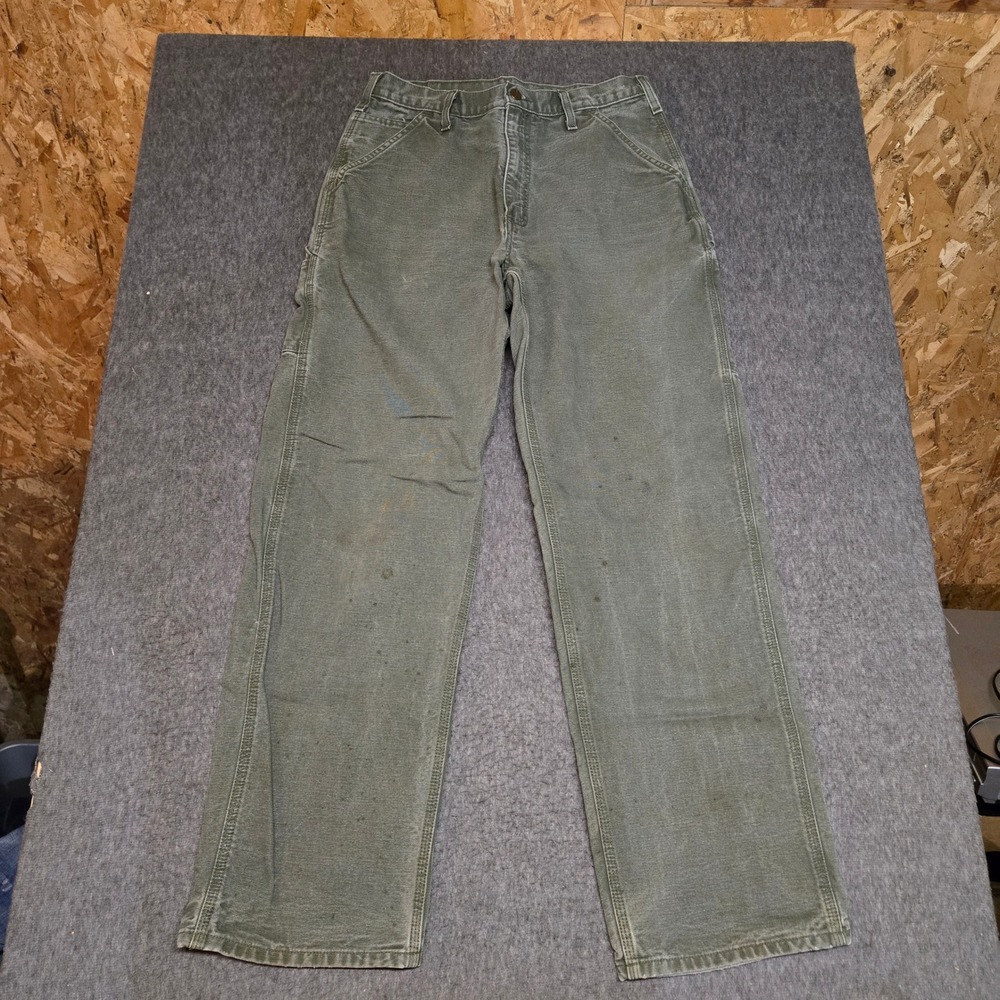 Carhartt B11 MOS Dungaree Fit Pants Mens 32x32 Moss Green Canvas Workwear Faded